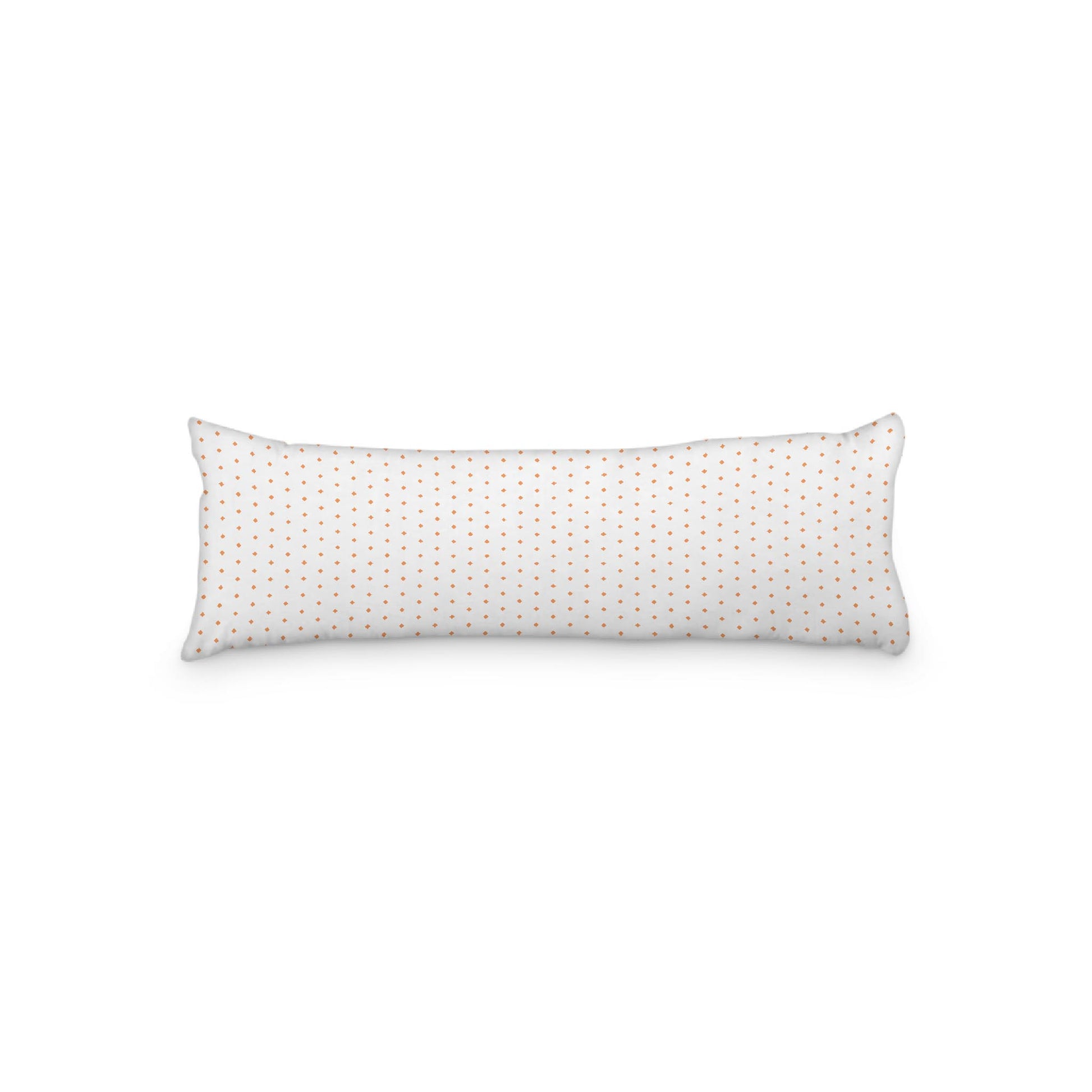 White Microfiber Body Pillow with Fine Orange Diamonds, 20 x 54 inches / 51 x 137 cm