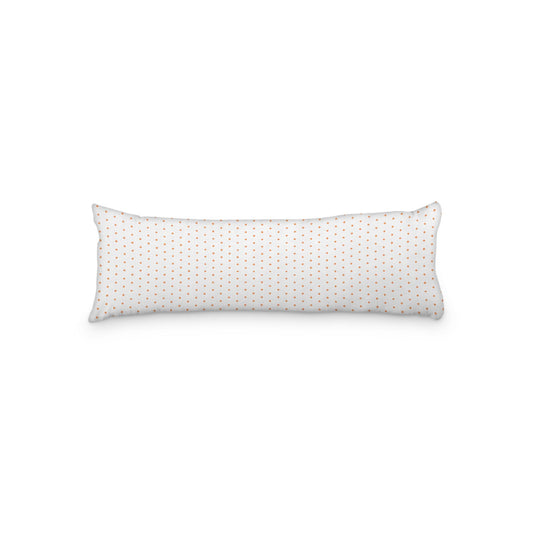 White Microfiber Body Pillow with Fine Orange Diamonds, 20 x 54 inches / 51 x 137 cm