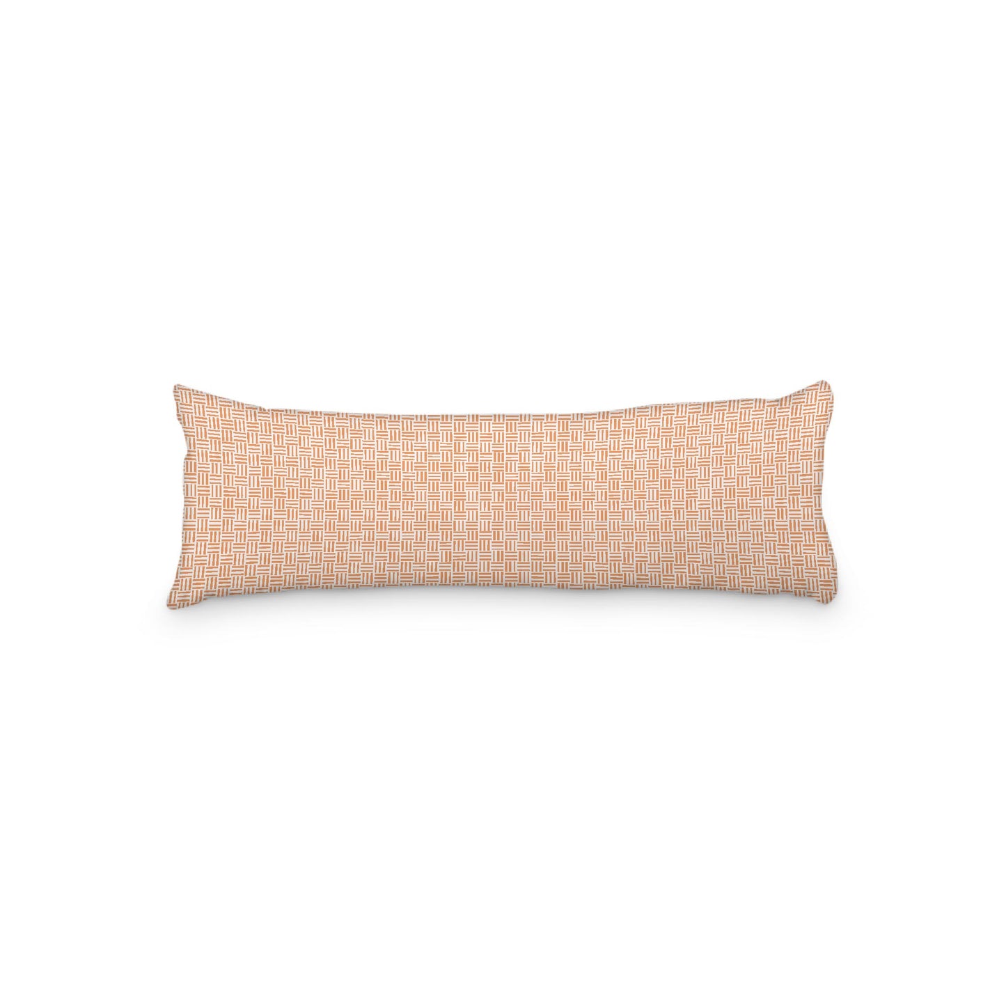 White Microfiber Body Pillow, Orange Single Weave Motif Print, 20 x 54 inches / 51 x 137 cm