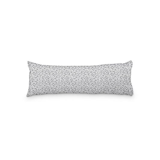 White Microfiber Body Pillow, Grey Hand-painted Dab Motif Print, 20 x 54 inches / 51 x 137 cm
