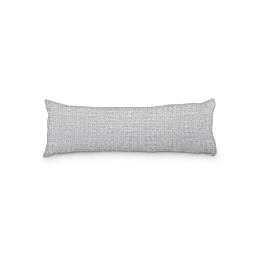 White Microfiber Body Pillow, Grey Double Weave Motif Print, 20 x 54 inches / 51 x 137 cm