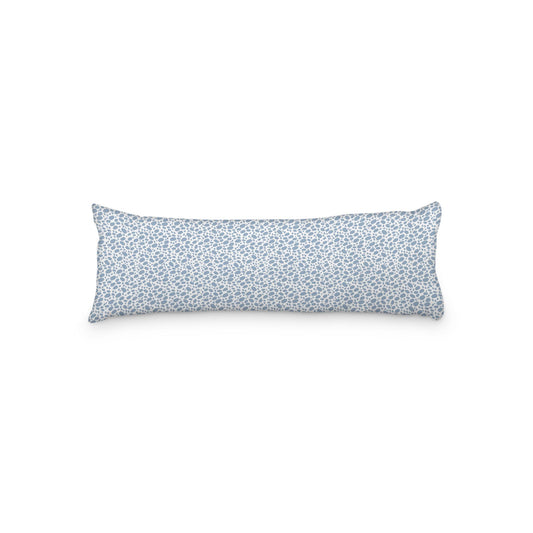 White Microfiber Body Pillow, Blue Hand-painted Dab Motif Print, 20 x 54 inches / 51 x 137 cm