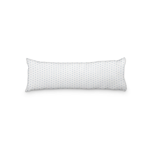 White Microfiber Body Pillow with Fine Blue Diamonds, 20 x 54 inches / 51 x 137 cm