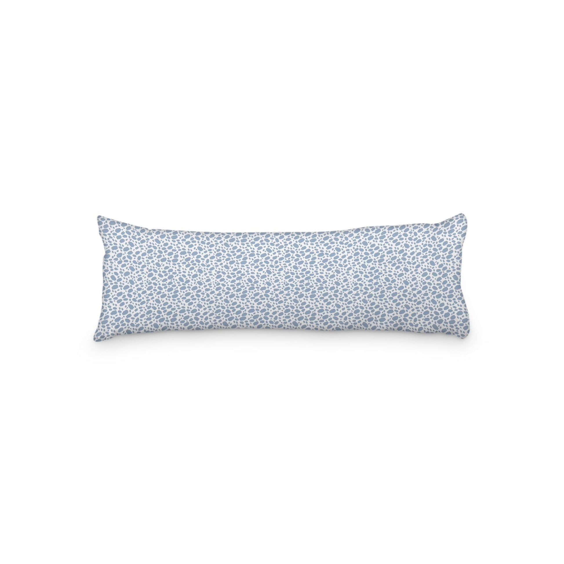White Microfiber Body Pillow, Blue Hand-painted Dab Motif Print, 20 x 54 inches / 51 x 137 cm