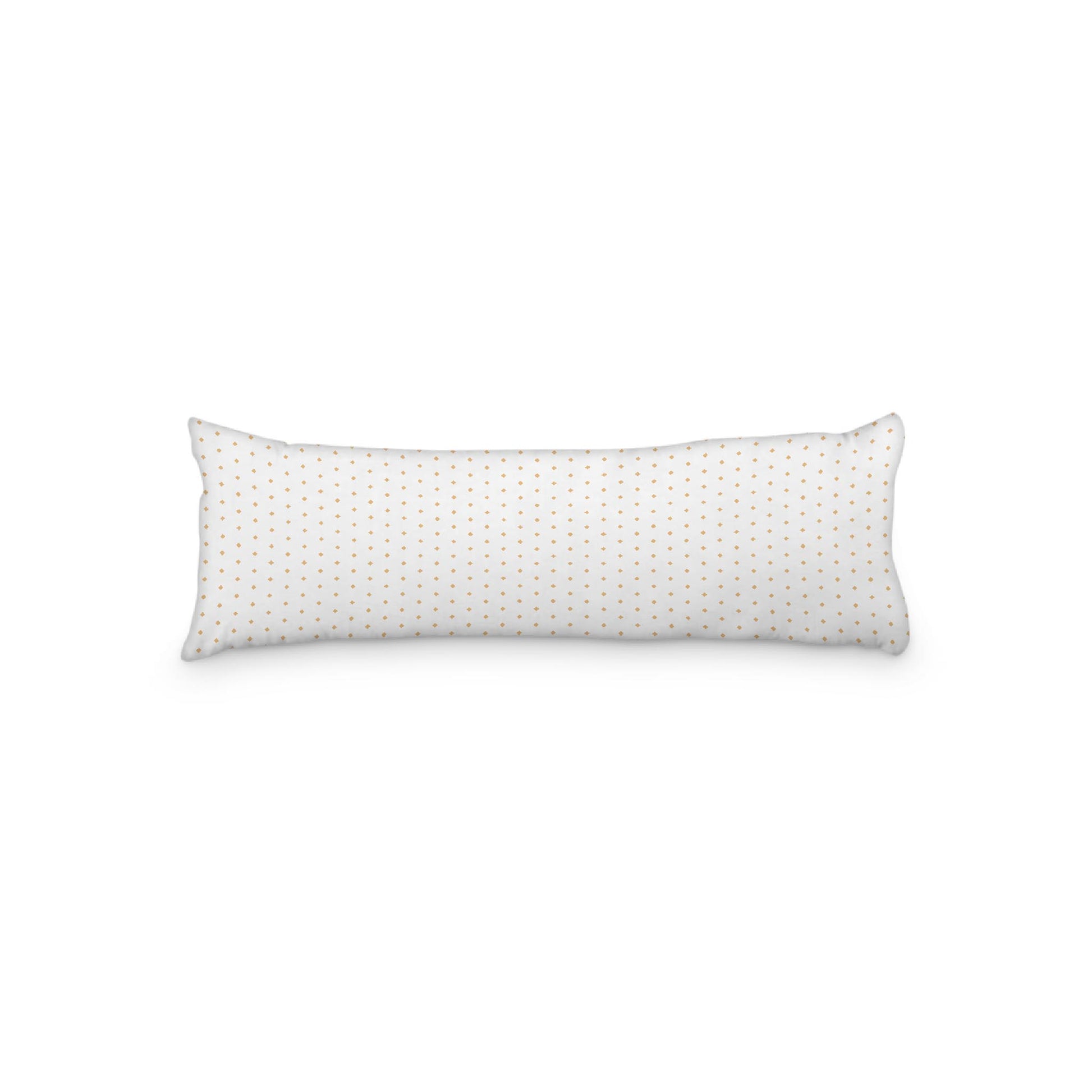 White Microfiber Body Pillow with Fine Pale Orange Diamonds, 20 x 54 inches / 51 x 137 cm