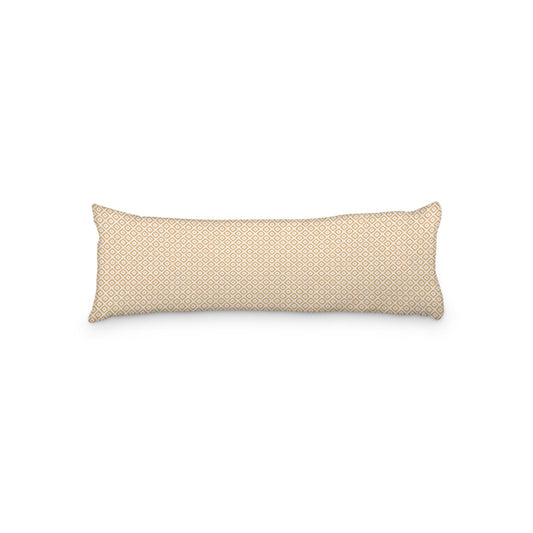 White Microfiber Body Pillow, Pale Orange Repeating Square Motif Print, 20 x 54 inches / 51 x 137 cm