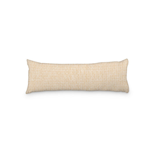 White Microfiber Body Pillow, Pale Orange Single Weave Motif Print, 20 x 54 inches / 51 x 137 cm