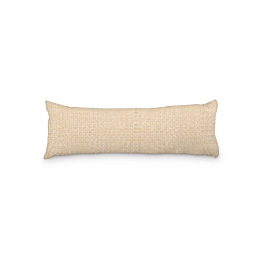 White Microfiber Body Pillow, Pale Orange Double Weave Motif Print, 20 x 54 inches / 51 x 137 cm