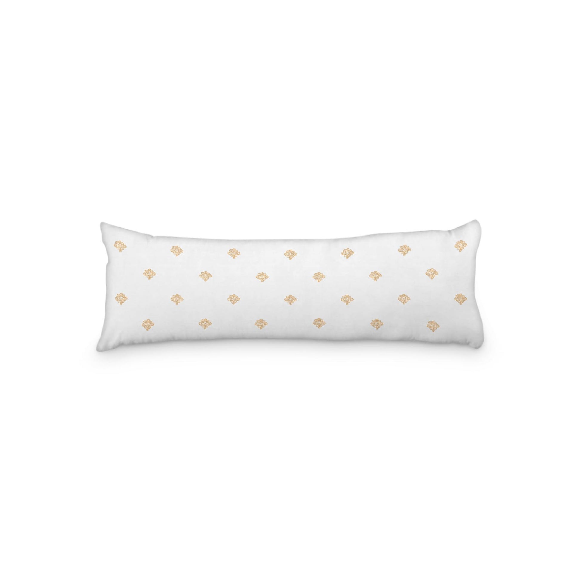 White Microfiber Body Pillow, Pale Orange Hand-painted Swizzle Motif Print, 20 x 54 inches / 51 x 137 cm