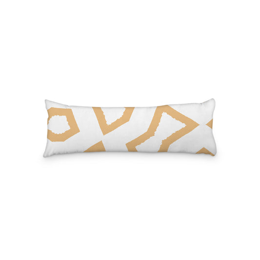 White Microfiber Body Pillow, Bold Pale Orange Graphic Print, 20 x 54 inches / 51 x 137 cm