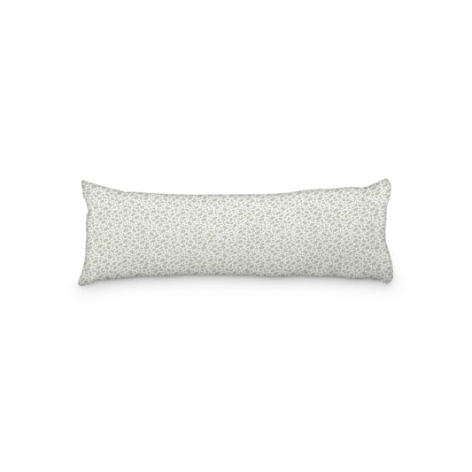 White Microfiber Body Pillow, Pale Green Hand-painted Dab Motif Print, 20 x 54 inches / 51 x 137 cm