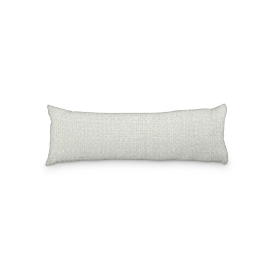 White Microfiber Body Pillow, Pale Green Double Weave Motif Print, 20 x 54 inches / 51 x 137 cm