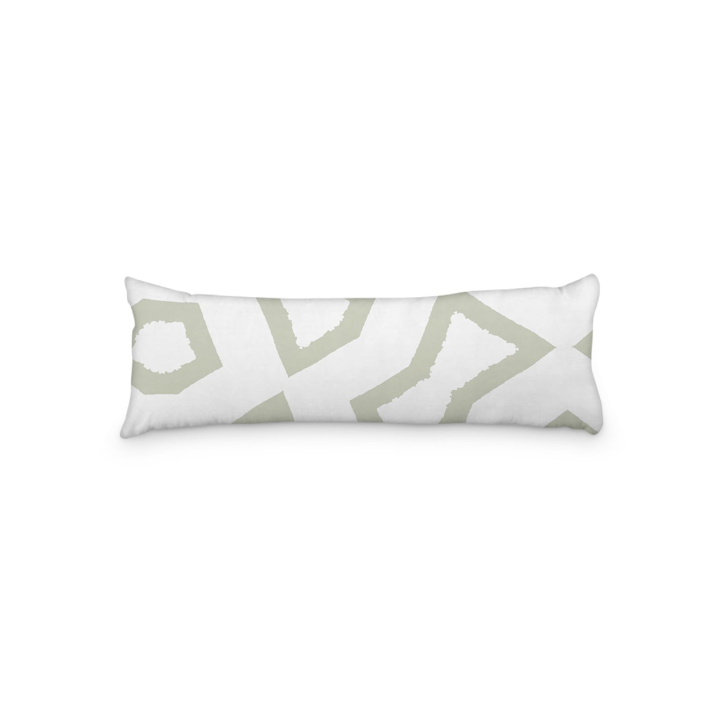 White Microfiber Body Pillow, Bold Pale Green Graphic Print, 20 x 54 inches / 51 x 137 cm