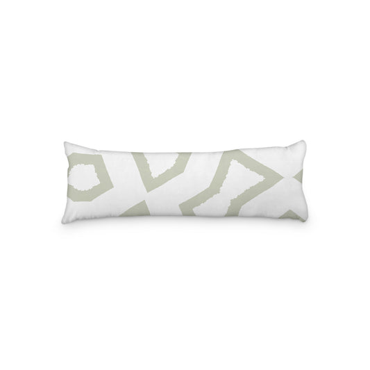 White Microfiber Body Pillow, Bold Pale Green Graphic Print, 20 x 54 inches / 51 x 137 cm