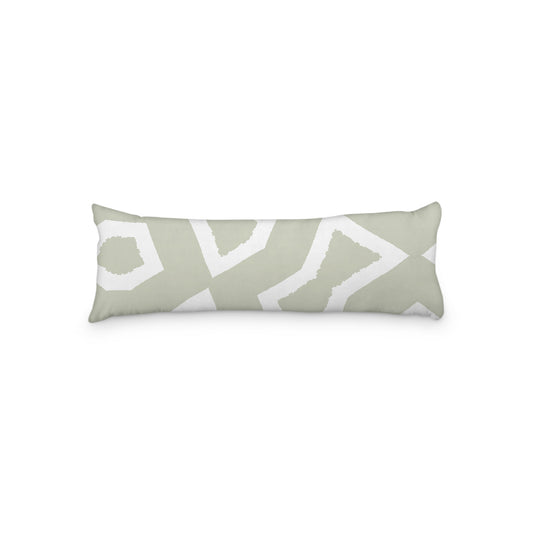 White Microfiber Body Pillow, Bold Pale Green Graphic Print, 20 x 54 inches / 51 x 137 cm