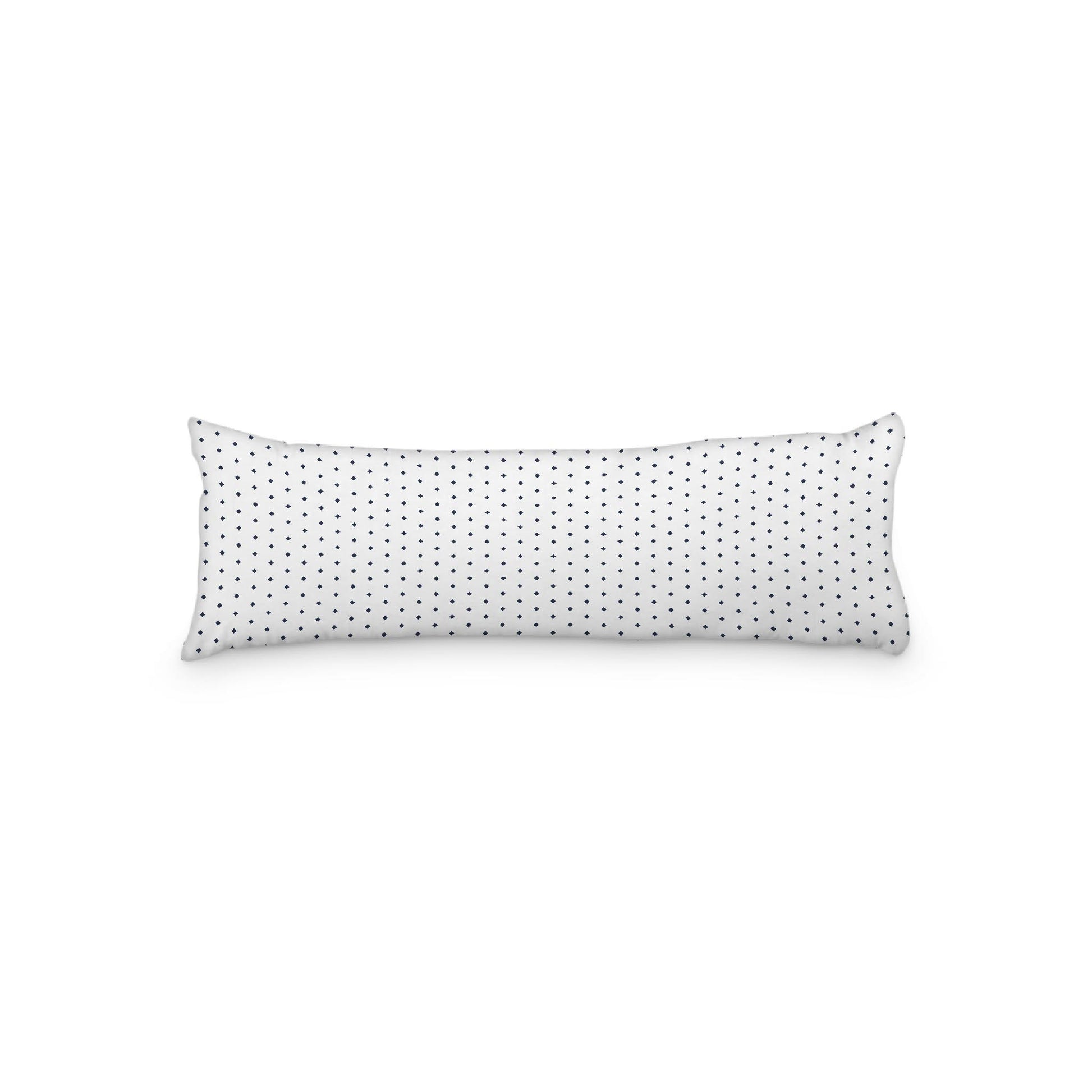 White Microfiber Body Pillow with Fine Navy Blue Diamonds, 20 x 54 inches / 51 x 137 cm