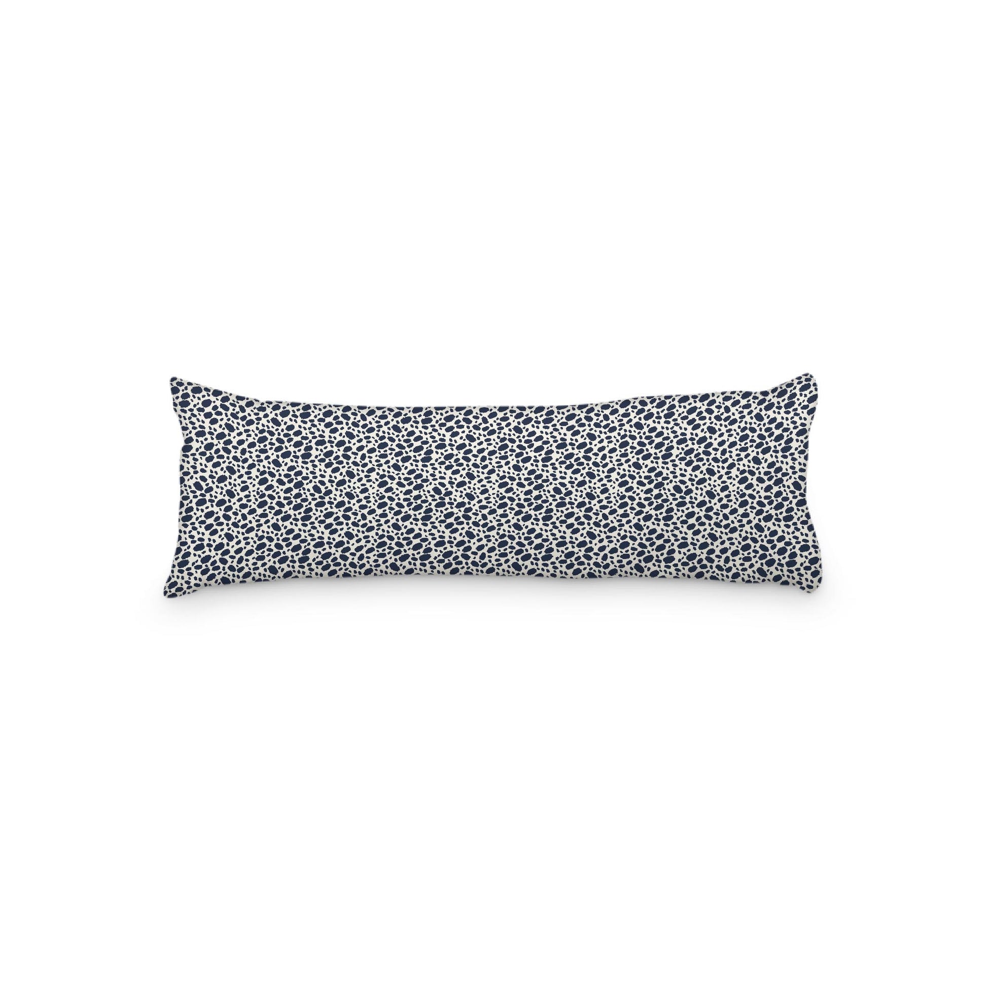 Pale Cream Microfibre Body Pillow, Navy Blue Hand-painted Dab Motif Print, 20 x 54 inches / 51 x 137 cm