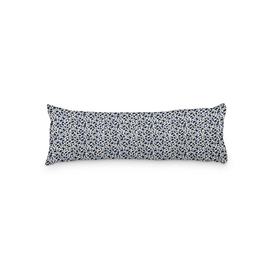 Pale Cream Microfibre Body Pillow, Navy Blue Hand-painted Dab Motif Print, 20 x 54 inches / 51 x 137 cm