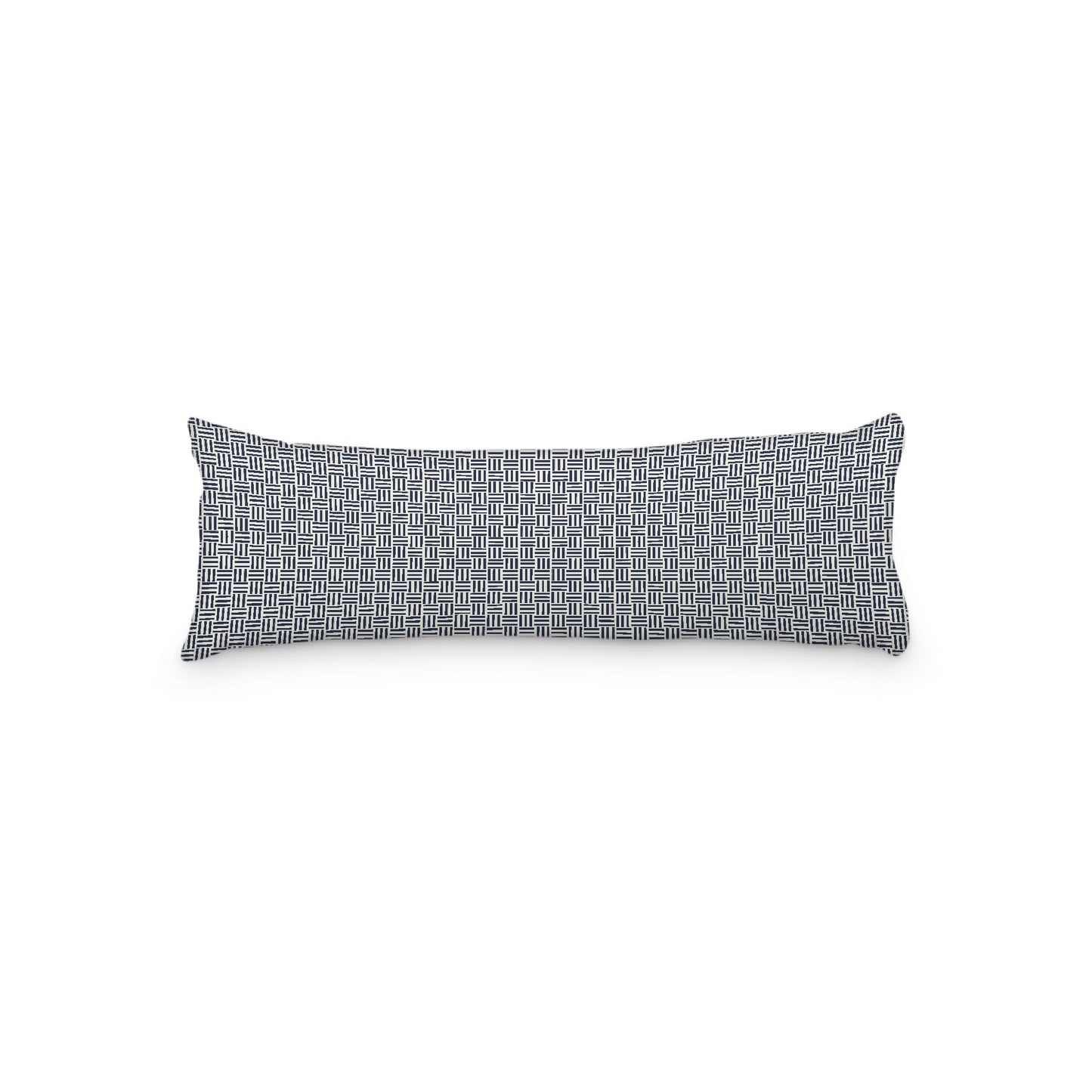 Pale Cream Microfibre Body Pillow, Navy Blue Single Weave Motif Print, 20 x 54 inches / 51 x 137 cm