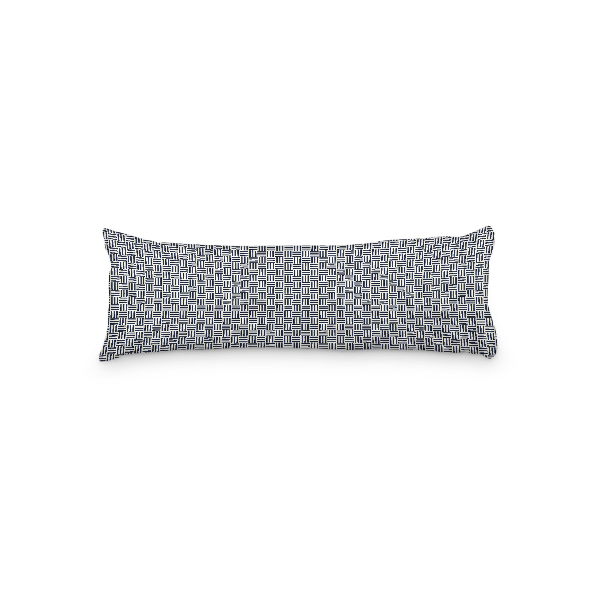 Pale Cream Microfibre Body Pillow, Navy Blue Single Weave Motif Print, 20 x 54 inches / 51 x 137 cm
