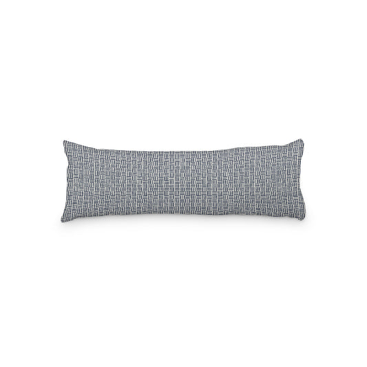 Pale Cream Microfibre Body Pillow, Navy Blue Single Weave Motif Print, 20 x 54 inches / 51 x 137 cm