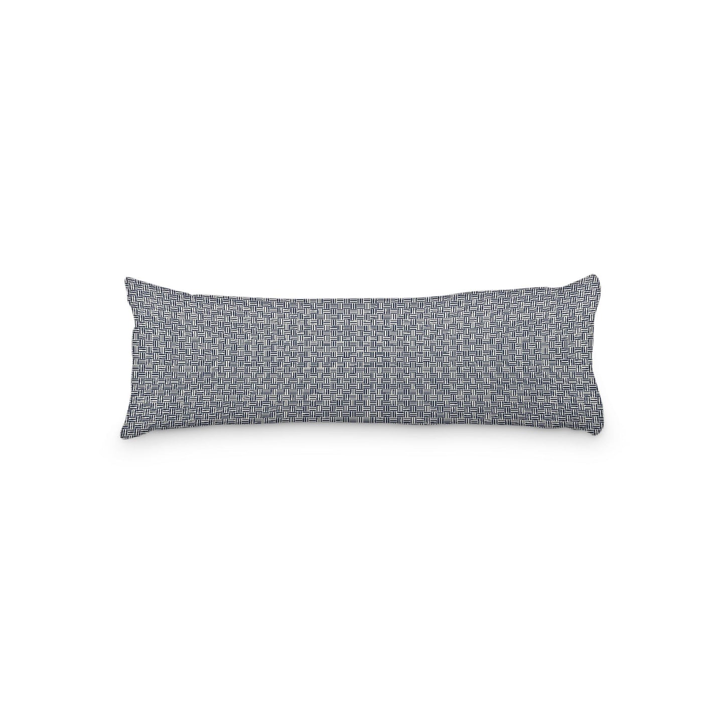 Pale Cream Microfibre Body Pillow, Navy Blue Double Weave Motif Print, 20 x 54 inches / 51 x 137 cm