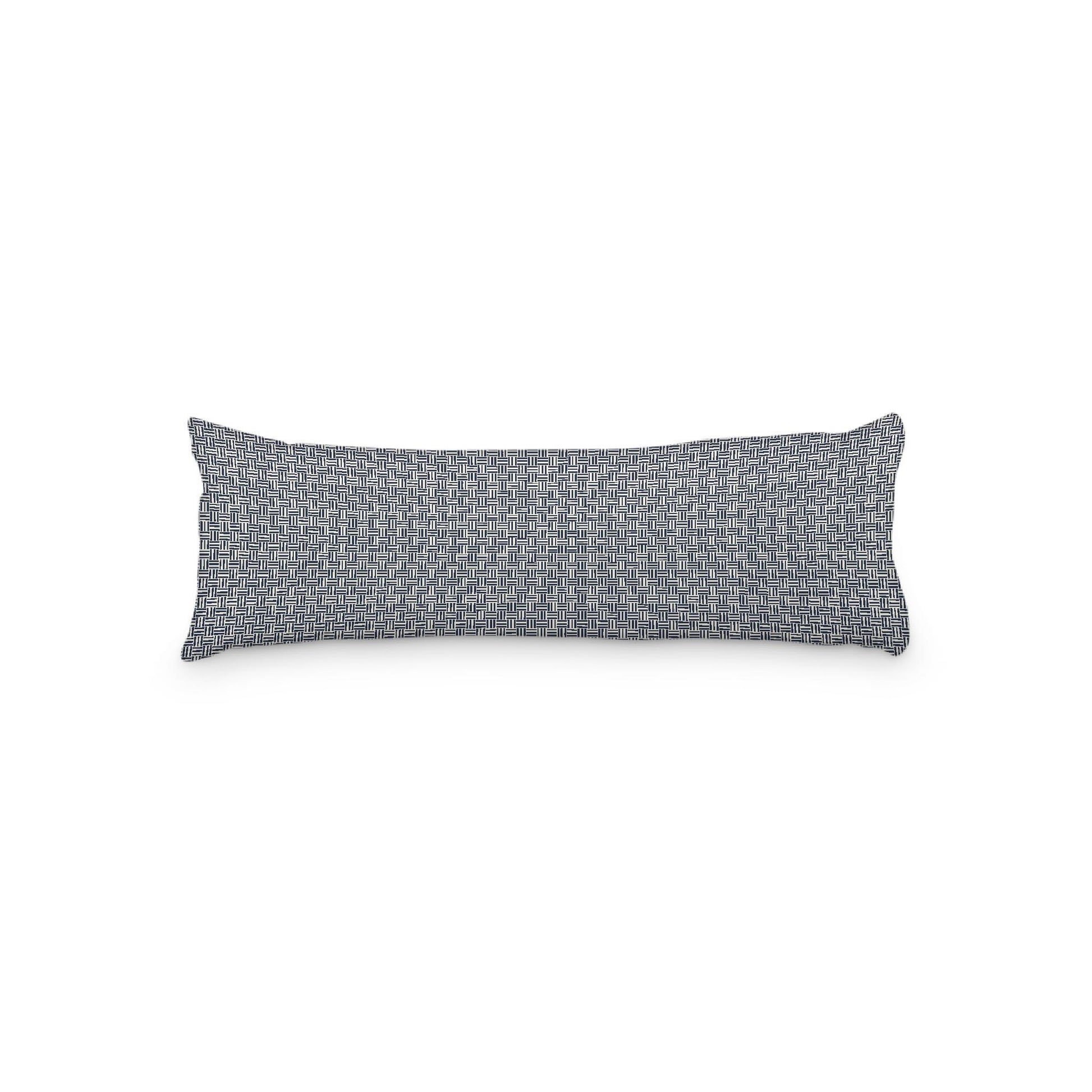 Pale Cream Microfibre Body Pillow, Navy Blue Double Weave Motif Print, 20 x 54 inches / 51 x 137 cm