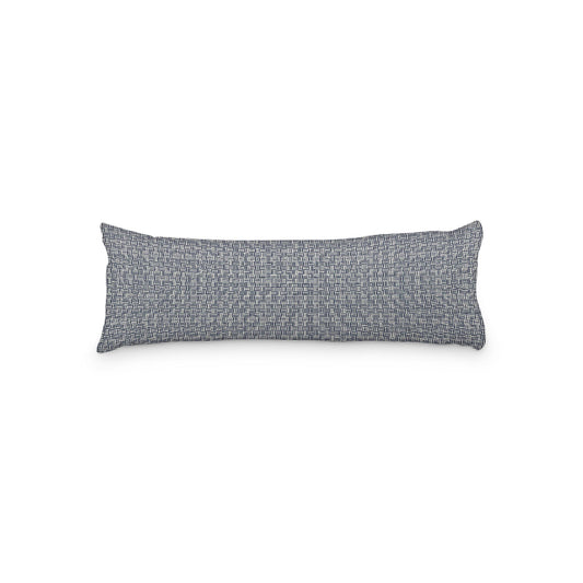 Pale Cream Microfibre Body Pillow, Navy Blue Double Weave Motif Print, 20 x 54 inches / 51 x 137 cm
