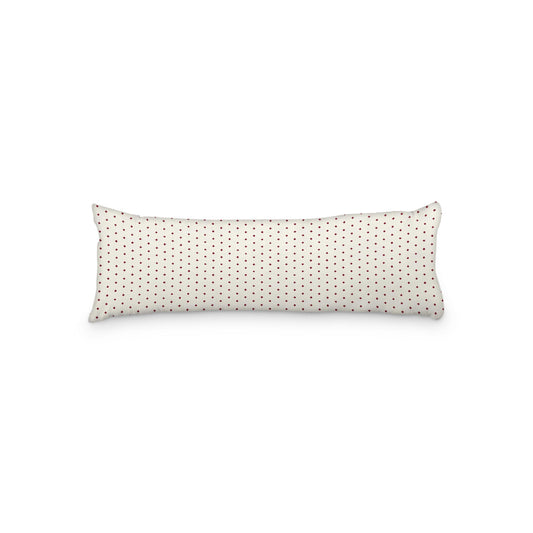 Pale Cream Microfibre Body Pillow with Fine Burgundy Red Diamonds, 20 x 54 inches / 51 x 137 cm