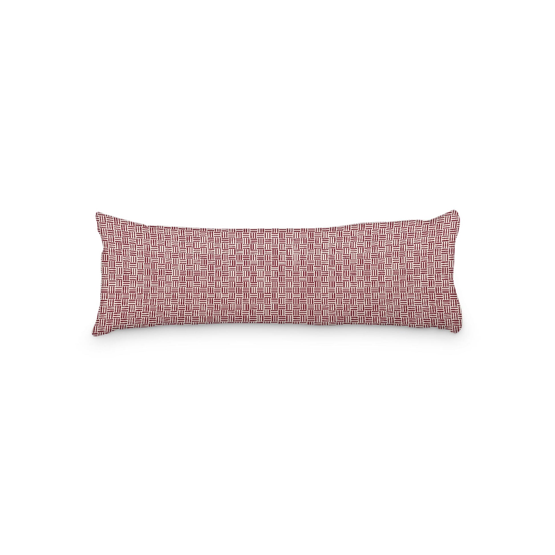 Pale Cream Microfibre Body Pillow, Burgundy Red Single Weave Motif Print, 20 x 54 inches / 51 x 137 cm