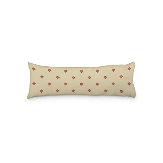 Desert Sand Microfibre Body Pillow, Burgundy Red Hand-painted Swizzle Motif Print, 20 x 54 inches / 51 x 137 cm