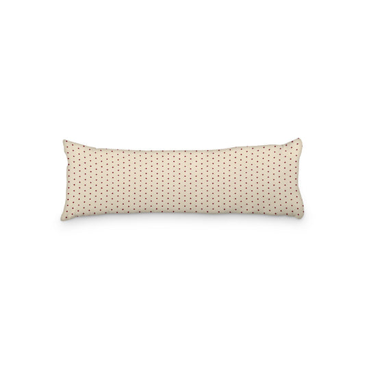 Beige Microfibre Body Pillow with Fine Burgundy Red Diamonds, 20 x 54 inches / 51 x 137 cm