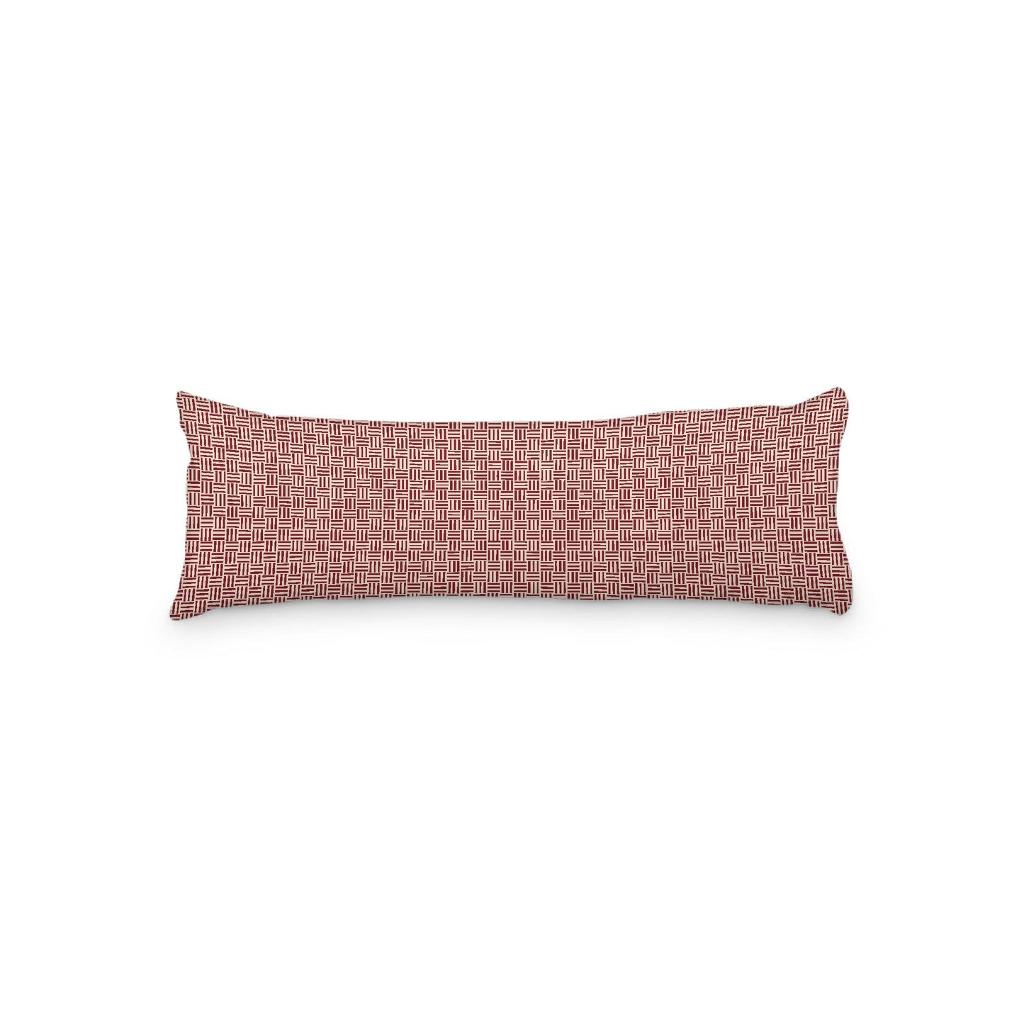 Beige Microfiber Body Pillow, Burgundy Red Single Weave Motif Print, MFBP-1285-142,  20 x 54 inches