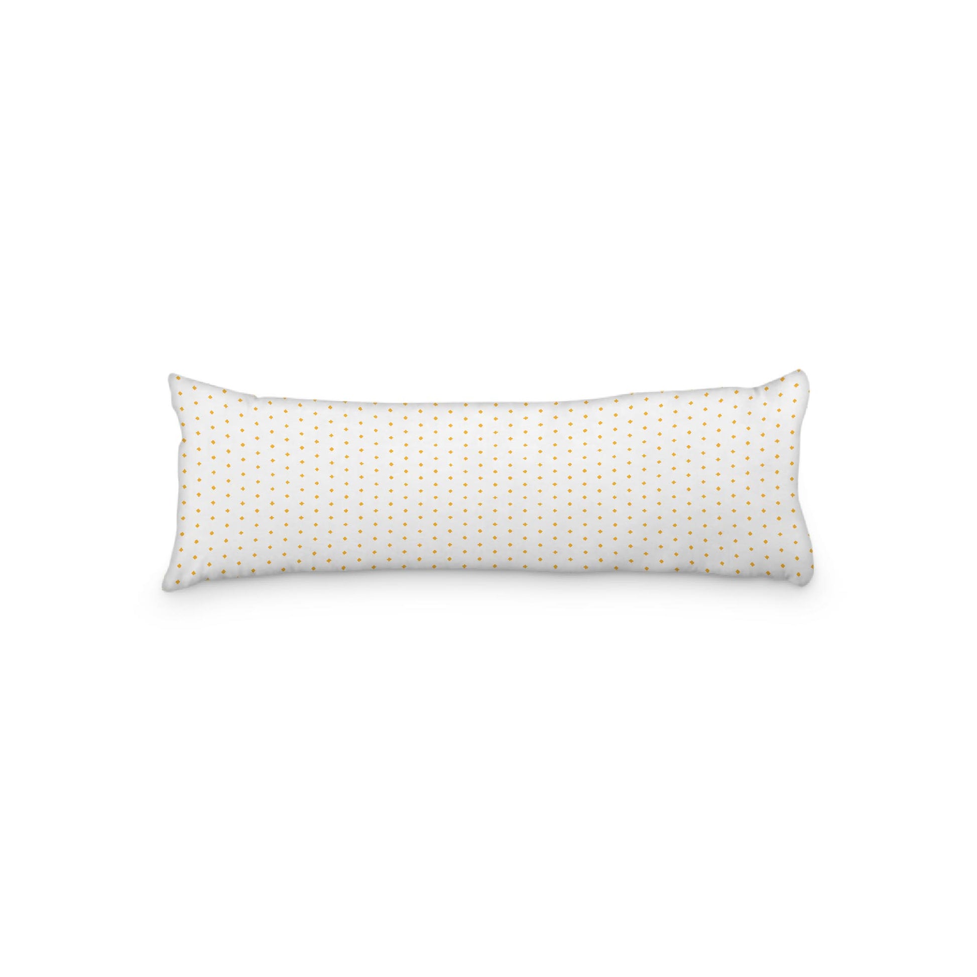 White Microfiber Body Pillow with Fine Yellow-Orange Diamonds, 20 x 54 inches