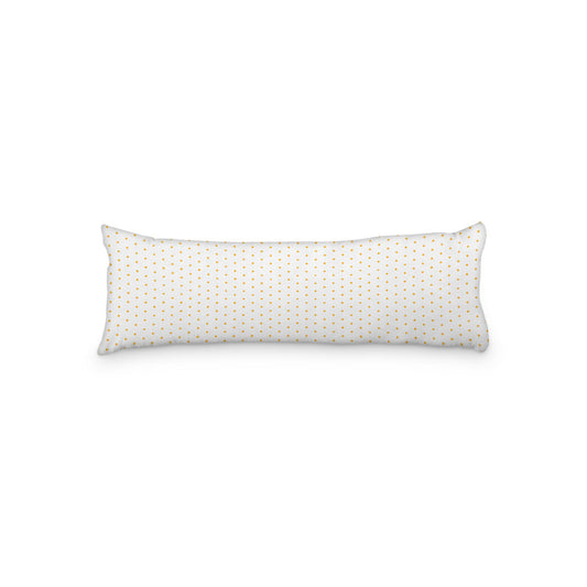 White Microfiber Body Pillow with Fine Yellow-Orange Diamonds, 20 x 54 inches