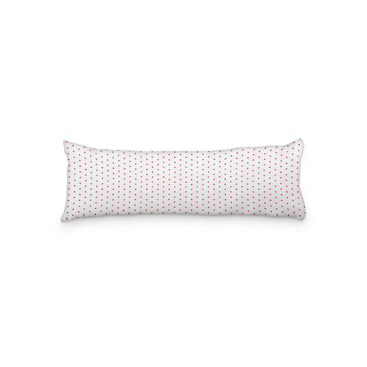 White Microfiber Body Pillow with Fine Red Diamonds, 20 x 54 inches