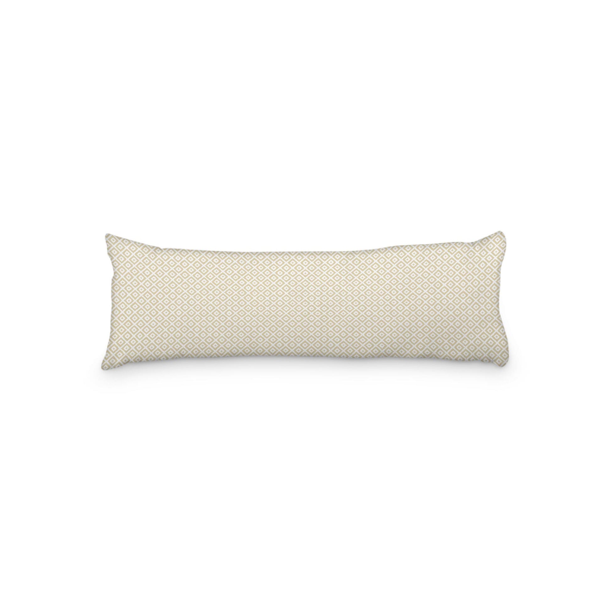 White Microfiber Body Pillow, Desert Sand Repeating Square Motif Print, 20 x 54 inches / 51 x 137 cm