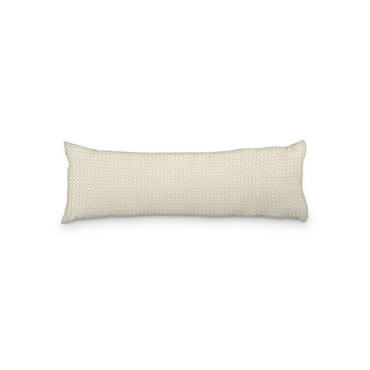 White Microfiber Body Pillow, Desert Sand Repeating Square Motif Print, 20 x 54 inches / 51 x 137 cm