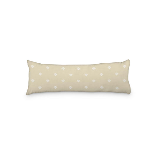 Desert Sand Microfiber Body Pillow, White Hand-painted Swizzle Motif Print, 20 x 54 inches / 51 x 137 cm
