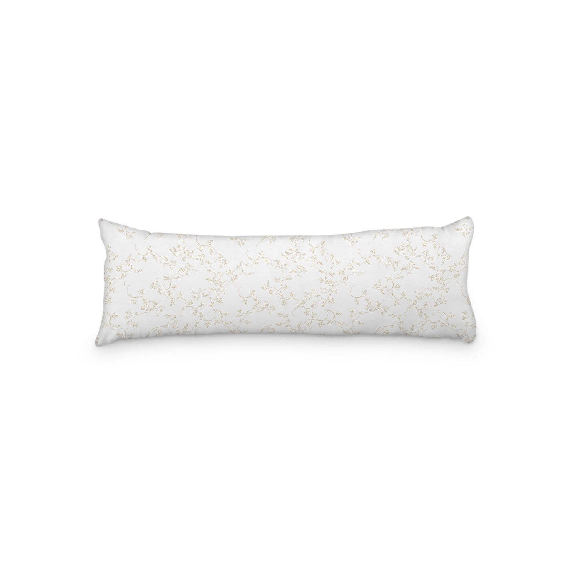 White Microfiber Body Pillow, Desert Sand Hand-painted Vine Print, 20 x 54 inches / 51 x 137 cm