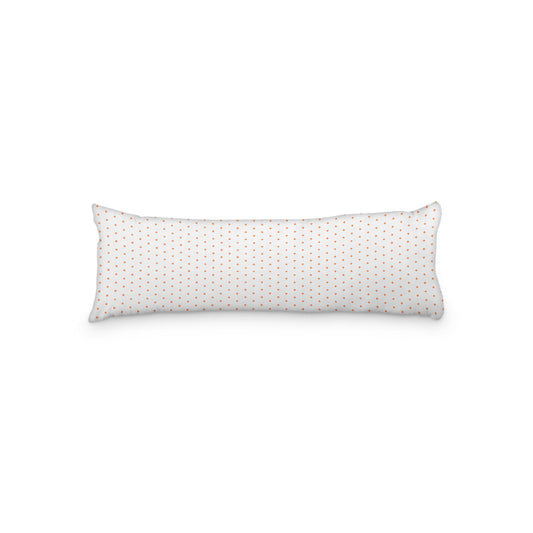 White Microfiber Body Pillow with Fine Pale Orange Diamonds, 20 x 54 inches