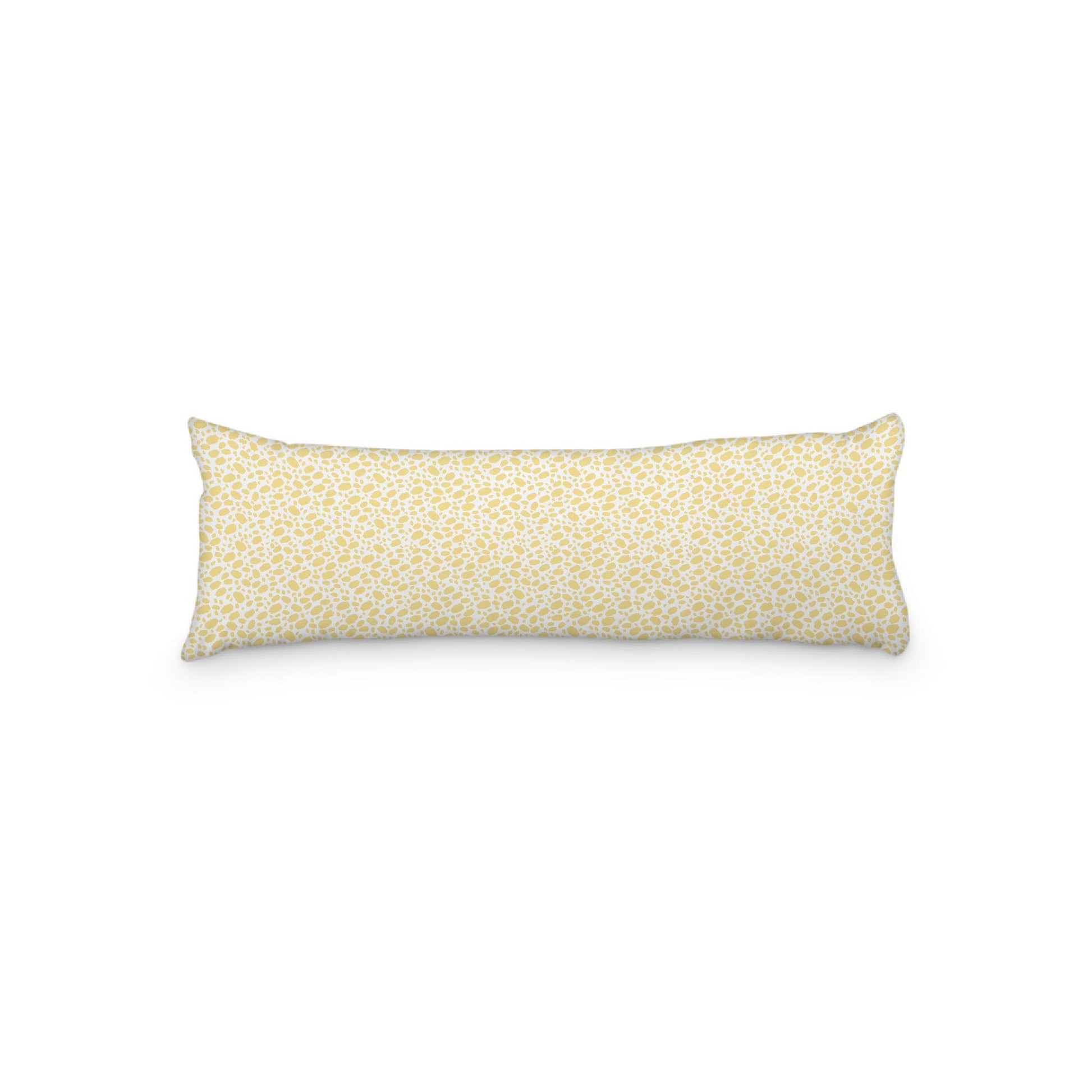 White Microfiber Body Pillow, Yellow Hand-painted Dab Motif Print, 20 x 54 inches / 51 x 137 cm