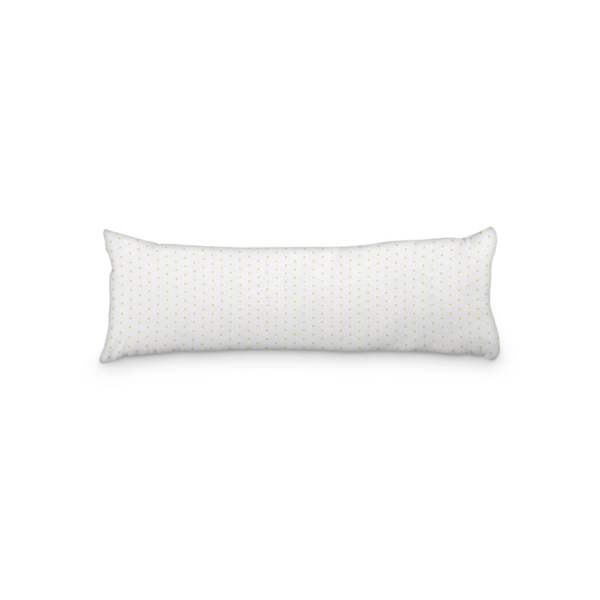 White Microfiber Body Pillow with Fine Yellow Diamonds, 20 x 54 inches / 51 x 137 cm