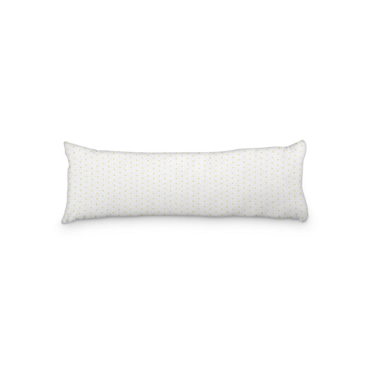White Microfiber Body Pillow with Fine Yellow Diamonds, 20 x 54 inches / 51 x 137 cm
