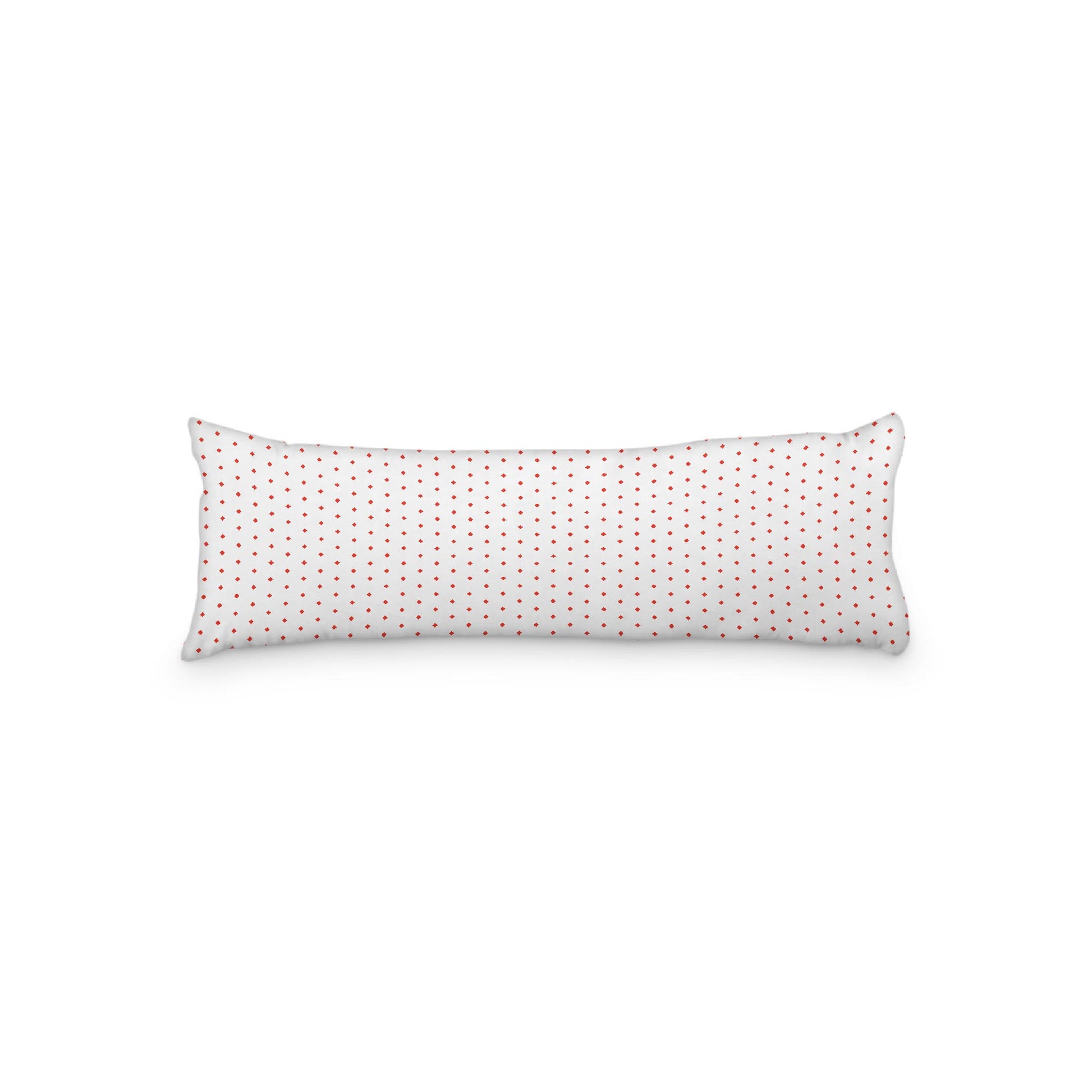 White Microfiber Body Pillow with Fine Red Diamonds, 20 x 54 inches