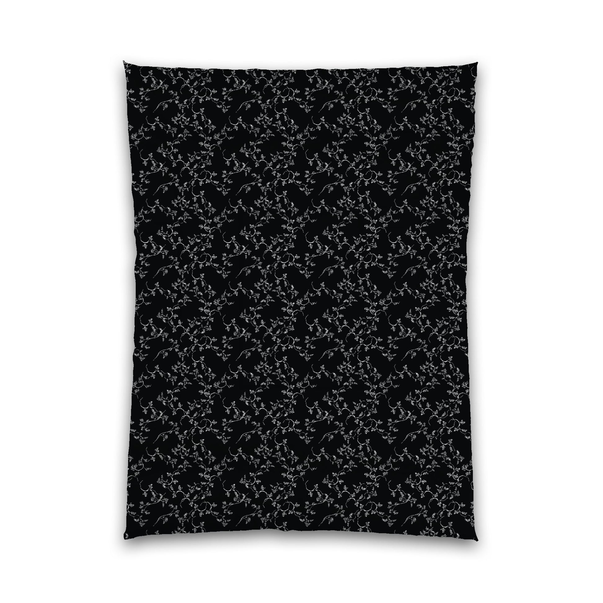 Black Microfiber Comforter, White Hand-painted Vine Print, Twin XL (width x length) 68 x 92 inches /  173 x 234 cm