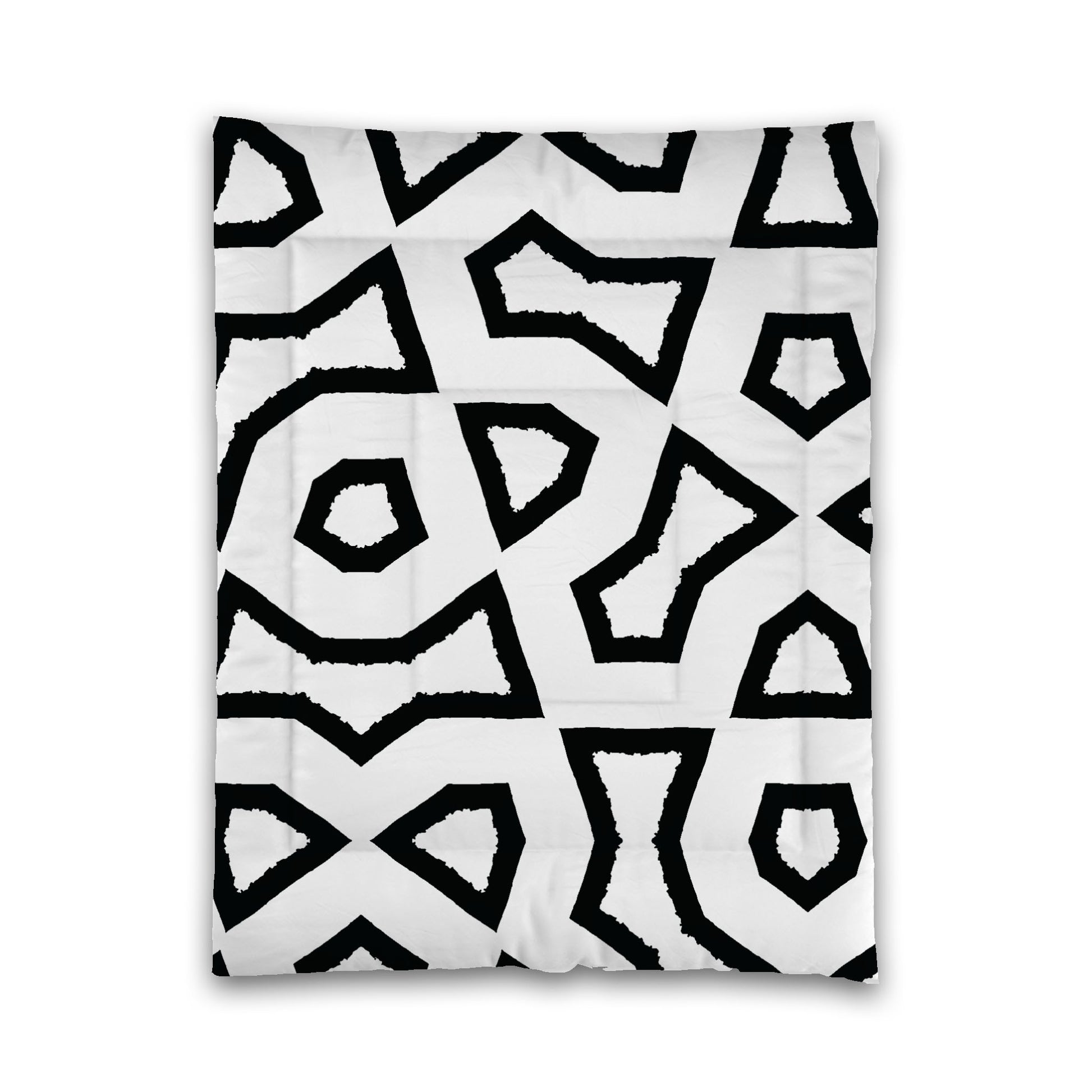 White Microfiber Comforter, Bold Black Graphic, Twin (width x length) 68 x 88 inches / 173 x 224 cm