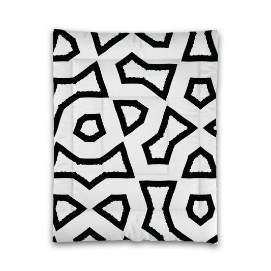 White Microfiber Comforter, Bold Black Graphic, Twin (width x length) 68 x 88 inches / 173 x 224 cm