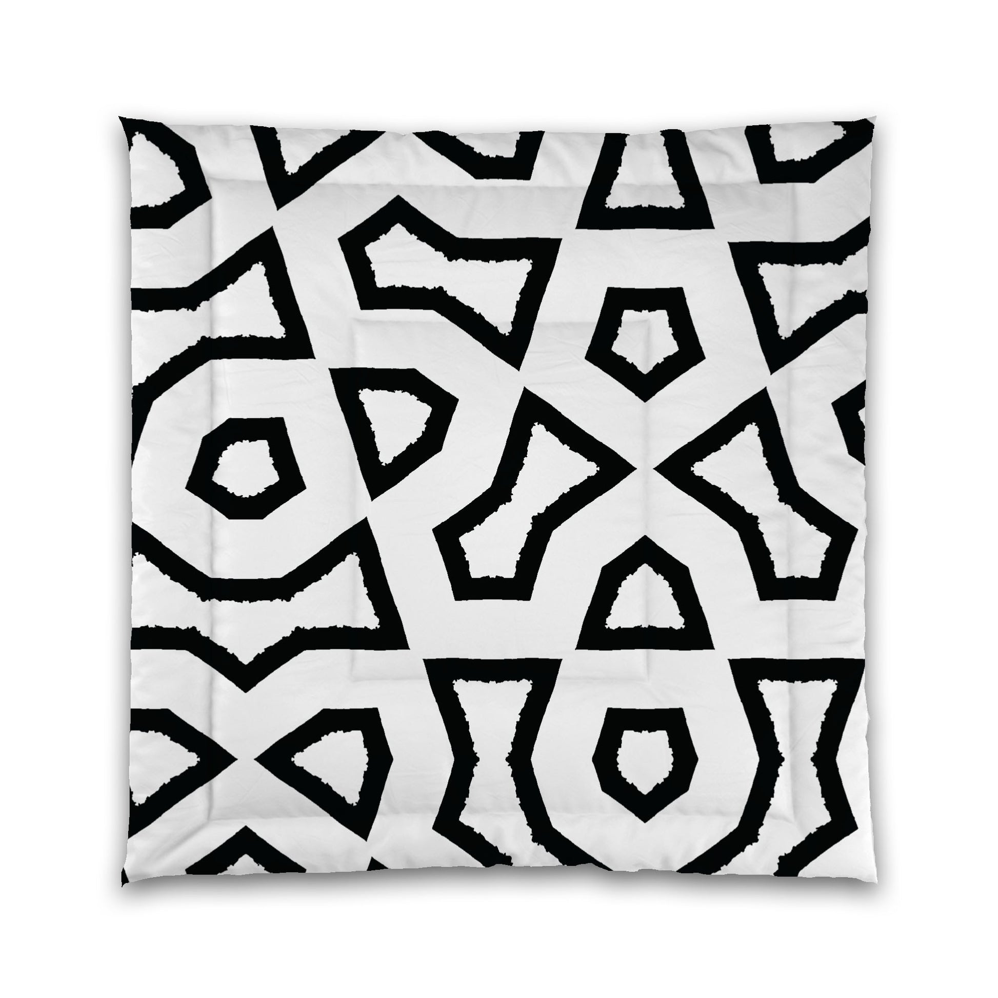 White Microfiber Comforter, Bold Black Graphic, Queen (width x length) 88 x 88 inches / 224 x 224 cm