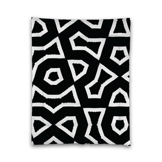 Black Microfiber Comforter, Bold White Graphic, Twin (width x length) 68 x 88 inches / 173 x 224 cm